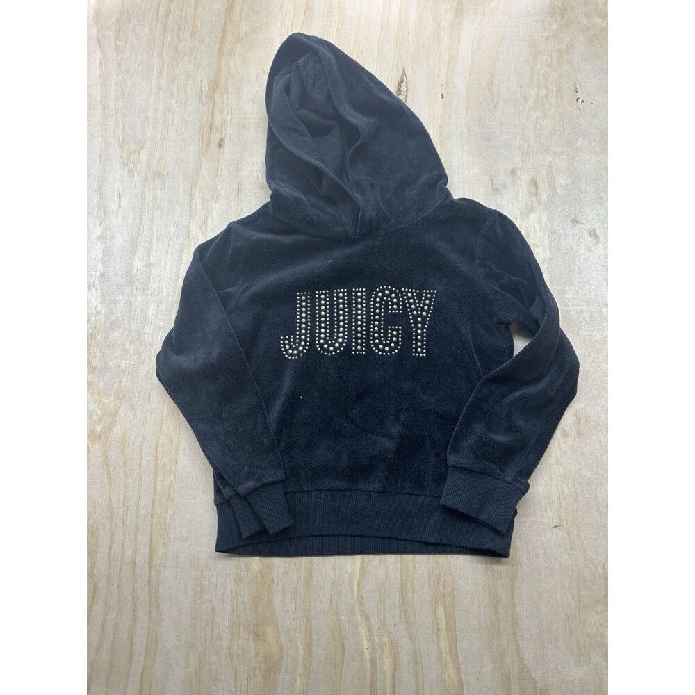 Juicy Couture Kids Black Sweatshirt Girls Sz 7 Cotton Blend Hoodie Sweatshirt‎